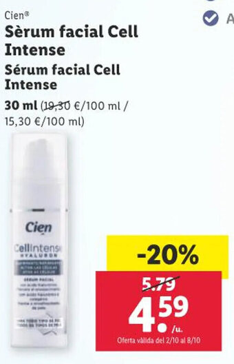 Lidl Sérum facial Cell Intense Sèrum facial Cell Intense oferta