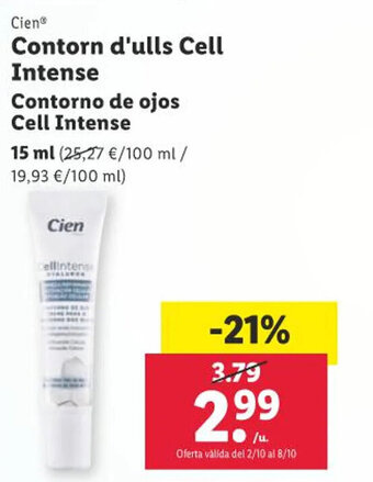 Lidl Contorn d'ulls Cell Intense Contorno de ojos Cell Intense oferta