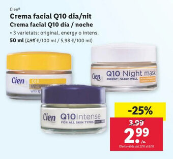 Lidl Crema facial Q10 dia/nit Crema facial Q10 día / noche oferta