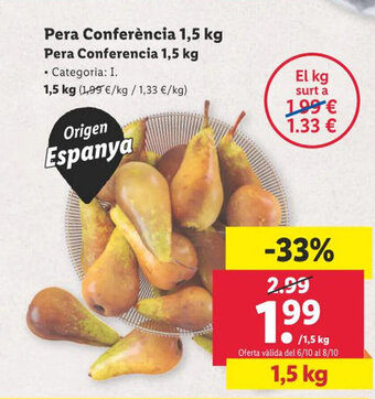 Lidl Pera Conferència 1,5 kg Pera Conferencia 1,5 kg oferta