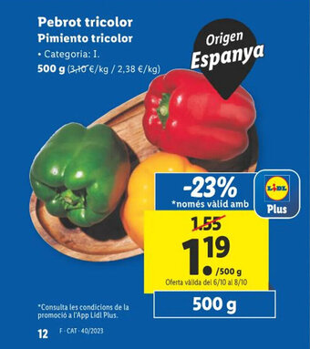 Lidl Pebrot tricolor Pimiento tricolor oferta
