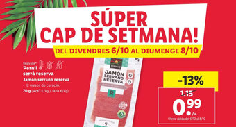 Lidl Pernil serrà reserva Jamón serrano reserva oferta