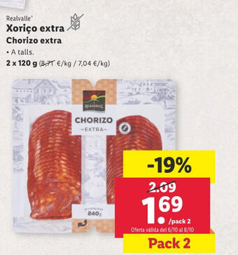 Lidl Xoriço extra Chorizo extra oferta