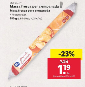 Lidl Massa fresca per a empanada Masa fresca para empanada oferta