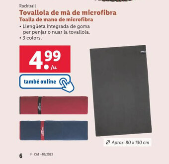 Lidl Tovallola de mà de microfibra Toalla de mano de microfibra oferta