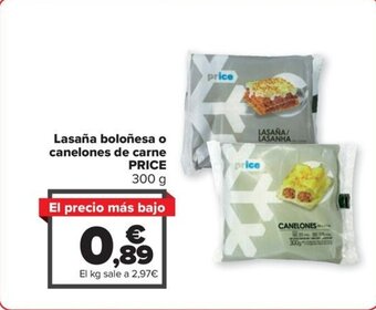 Carrefour Lasaña boloñesa o canelones de carne PRICE oferta