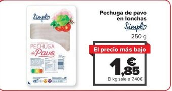 Carrefour Pechuga de pavo en lonchas oferta