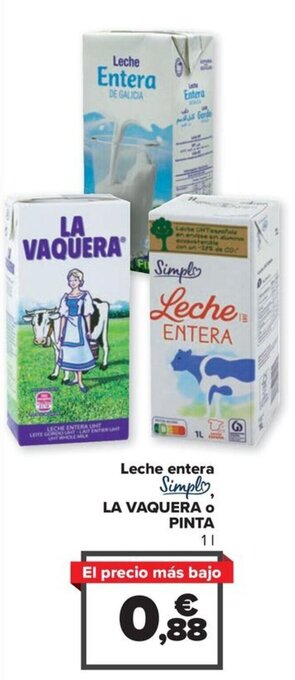 Carrefour Leche Entera LA VAQUERA PINTA 11 oferta