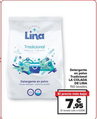 Carrefour Detergente en polvo Tradicional LA COLADA DE LINA 150 lavados oferta