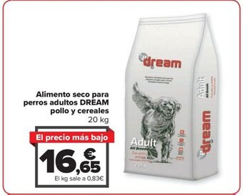 Carrefour Alimento seco para perros adultos DREAM pollo y cereales 20 kg oferta