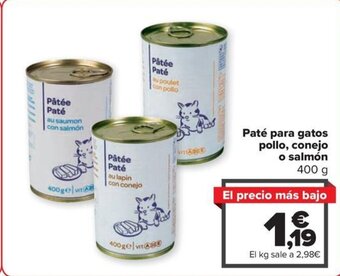 Carrefour Pâtée Paté au saumon con salmón oferta