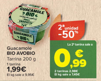 Carrefour Guacamole BIO AVOBIO Tarrina 200 g oferta