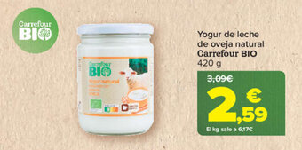 Carrefour Yogur de leche de oveja natural Carrefour BIO oferta