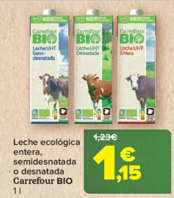 Carrefour Leche ecológica entera, semidesnatada o desnatada Carrefour BIO oferta