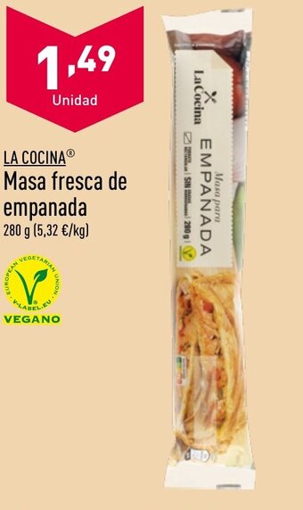 ALDI Masa fresca de empanada 280 g (5,32 €/kg) oferta