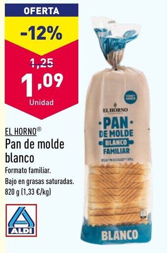 ALDI EL HORNOⓇ Pan de molde blanco oferta