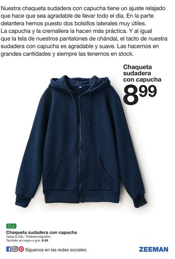 Zeeman Eco Chaqueta sudadera con capucha oferta