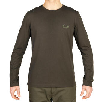 Decathlon Camiseta manga larga hombre caza solognac 100 algodon verde oferta