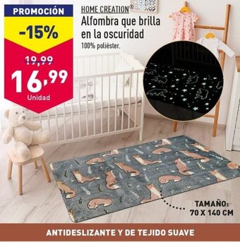 ALDI HOME CREATION Alfombra que brilla en la oscuridad 100% poliéster. oferta