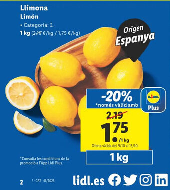 Lidl Llimona Limón oferta