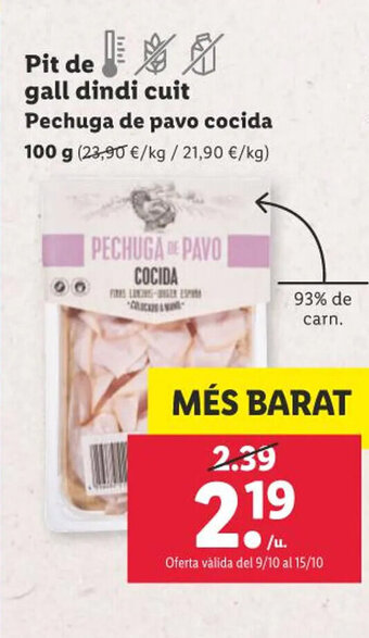 Lidl Pit de pollastre cuit! Pechuga de pollo cocida 100 g oferta