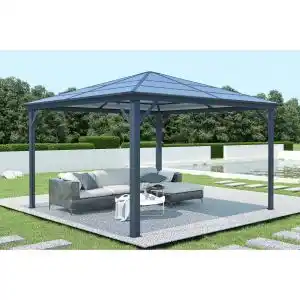 Brico Depôt Cenador de jardin de aluminio grace 350s350 gris antracita oferta