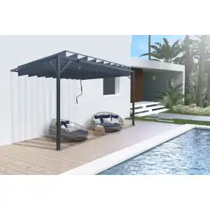 Brico Depôt Pérgola bioclimática adosada bahia 400l300 gris antracita oferta