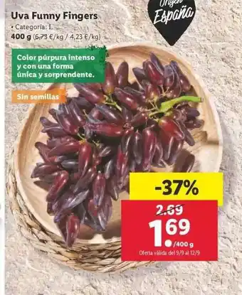Lidl Uva Funny Fingers 400g oferta