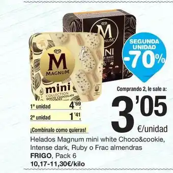 SPAR Fragadis Helados Magnum Mini White Choco&cookie, Intense Dark, Ruby O Frac Almendras Frigo oferta