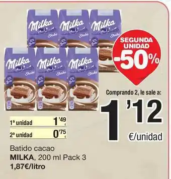 SPAR Fragadis Batido Cacao Milka 200ml oferta