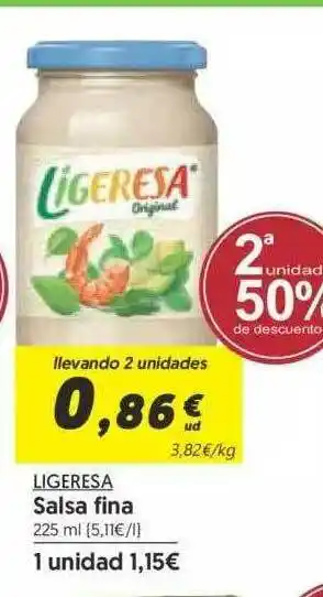 Hiper Usera Ligeresa Salsa Fina 225ml oferta