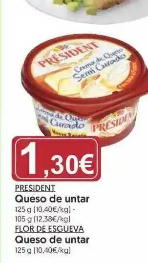 Hiper Usera President Queso De Untar Flor De Esgueva Queso De Untar 125g oferta