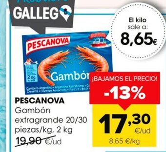 Autoservicios Familia PESCANOVA Gambón extragrande 20/30 piezas/kg, 2 kg oferta
