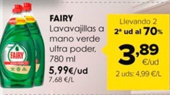 Autoservicios Familia FAIRY Lavavajillas a mano verde ultra poder, 780 ml oferta