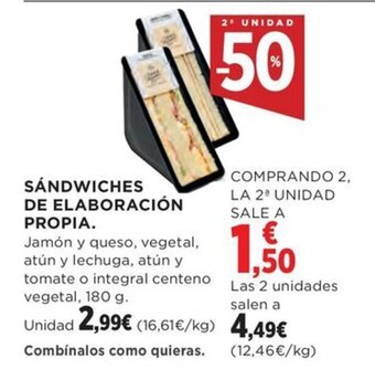 Hipercor SÁNDWICHES DE ELABORACIÓN PROPIA oferta