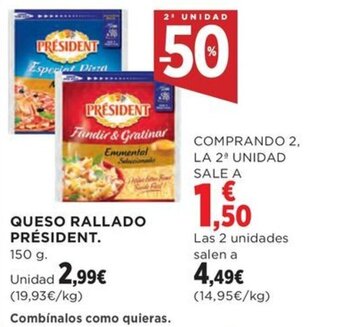 Hipercor QUESO RALLADO PRÉSIDENT oferta