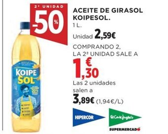 Hipercor ACEITE DE GIRASOL KOIPESOL. oferta