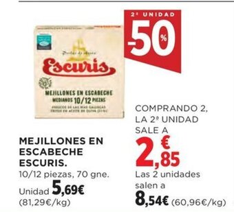 Hipercor MEJILLONES EN ESCABECHE ESCURIS. oferta