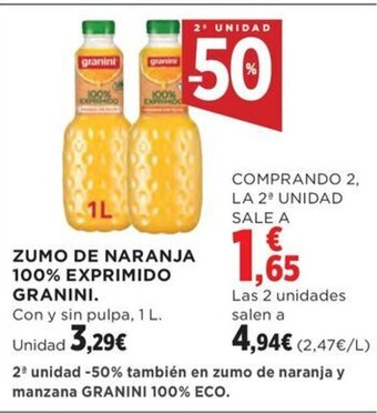 Hipercor ZUMO DE NARANJA 100% EXPRIMIDO GRANINI oferta
