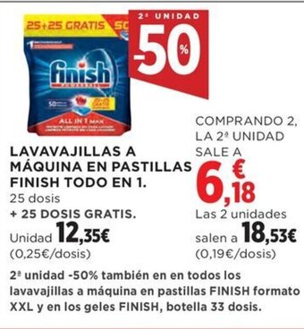 Hipercor LAVAVAJILLAS A MÁQUINA EN PASTILLAS FINISH TODO EN 1. oferta