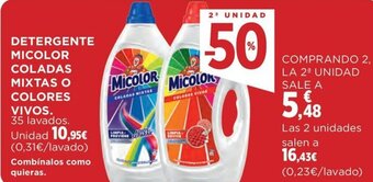 Hipercor DETERGENTE MICOLOR COLADAS MIXTAS O COLORES VIVOS oferta