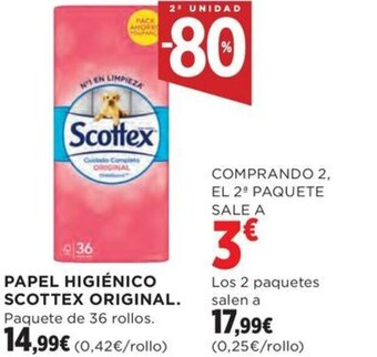 Hipercor PAPEL HIGIÉNICO SCOTTEX ORIGINAL oferta