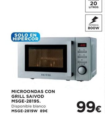 Hipercor MICROONDAS CON GRILL SAIVOD MSGE-2819S oferta