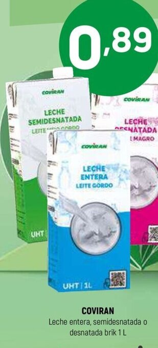 Coviran COVIRAN Leche entera, semidesnatada o desnatada brik 1 L oferta