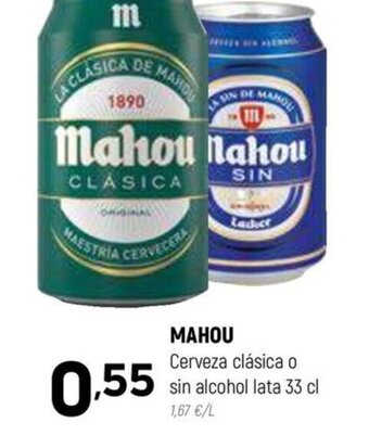 Coviran MAHOU Cerveza clásica o sin alcohol lata 33 cl oferta