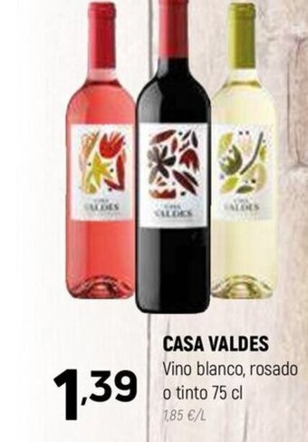 Coviran CASA VALDES Vino blanco, rosado o tinto 75 cl oferta