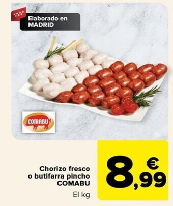 Carrefour Chorizo fresco o butifarra pincho COMABU oferta