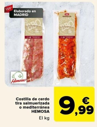 Carrefour Costilla de cerdo tira salmuerizada o mediterránea HEMOSA oferta