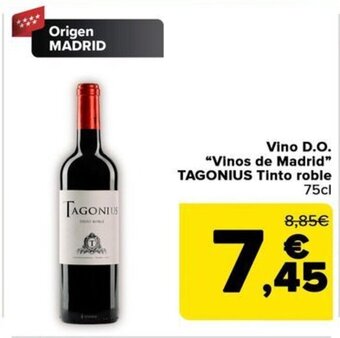 Carrefour Vino D.O. "Vinos de Madrid" TAGONIUS Tinto roble oferta