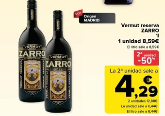 Carrefour Vermut reserva ZARRO 11 oferta